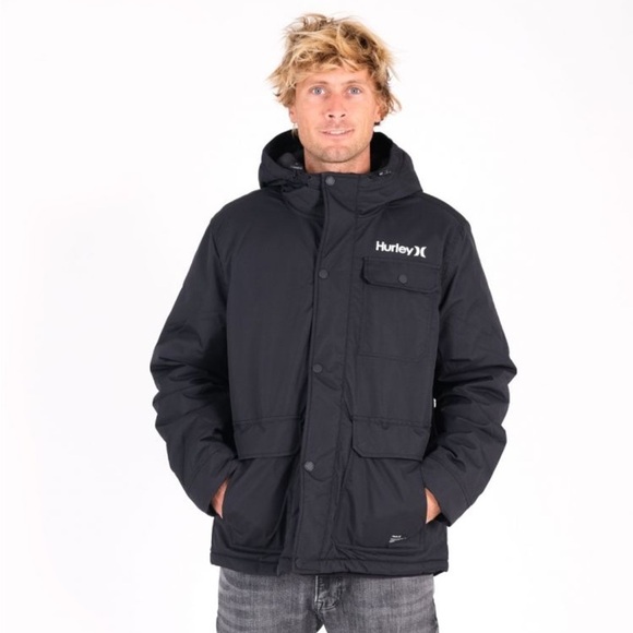 Hurley Idyllwild 3M Parka Jacket Mens Black Winter Snow Jacket Sz XL NWT - Picture 1 of 5
